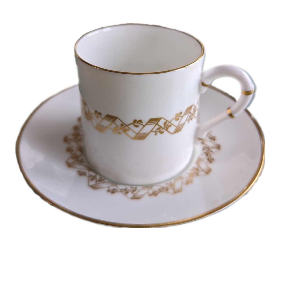 Royal Worcester Demi-tass - White and Gold - Seigniory Pattern